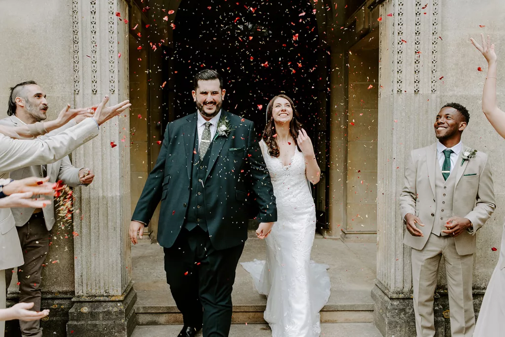 Confetti after somerset celebrant ceremony at Coombe Lodge