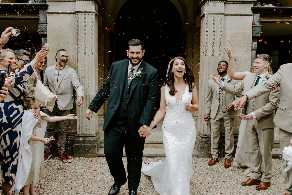 Wedding celebrant Eleanor Willock guiding Anna and Jake through their heartfelt ceremony at Coombe Lodge